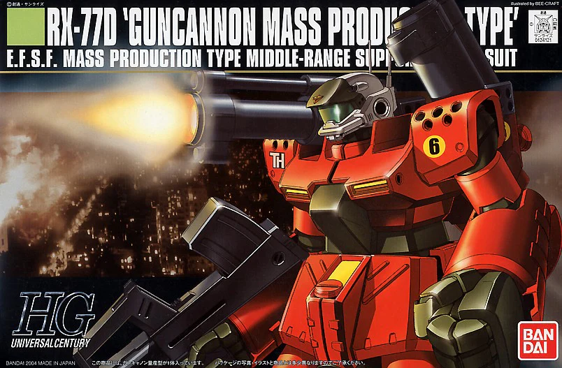 1/144 (HG-UC): Mobile Suit Gundam 0080: War in the Pocket - #044 RX-77D Guncannon Mass Production Type  E.F.S.F. Mass Production Type Middle-Range Support Mobile Suit