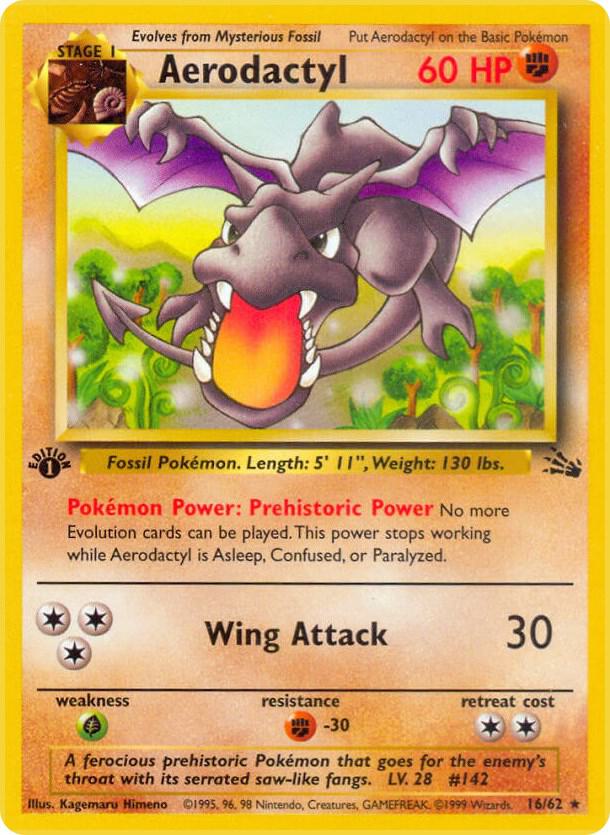 Aerodactyl - 16/62 (FO) Rare - Moderate Play 1st Edition