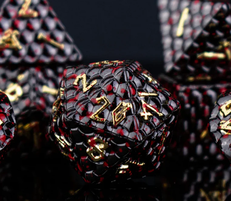 Bloodied Black Dragon's Egg Metal Dice Set