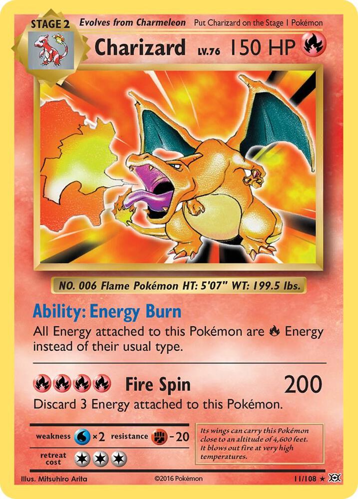 Charizard lv.76 - 011/108 (EVO) Holo Rare - Damaged Holofoil