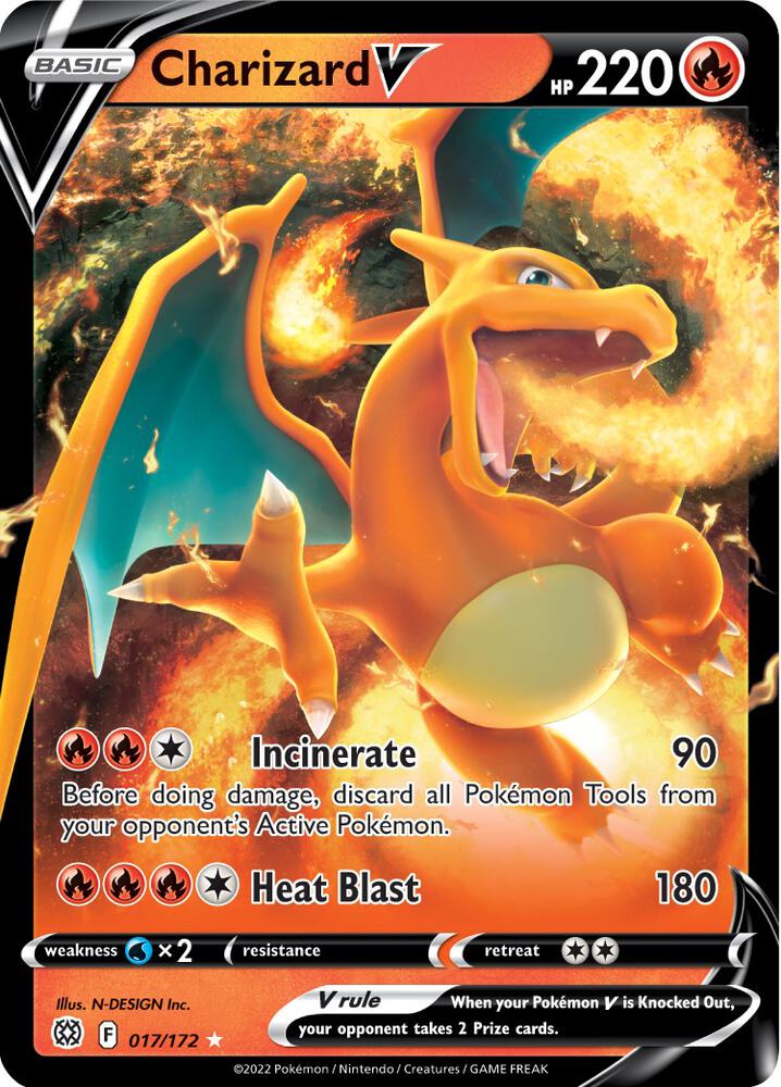 Charizard V - 017/172 (SWSH09) Ultra Rare - Near Mint Holofoil (Graded - PSA 8)