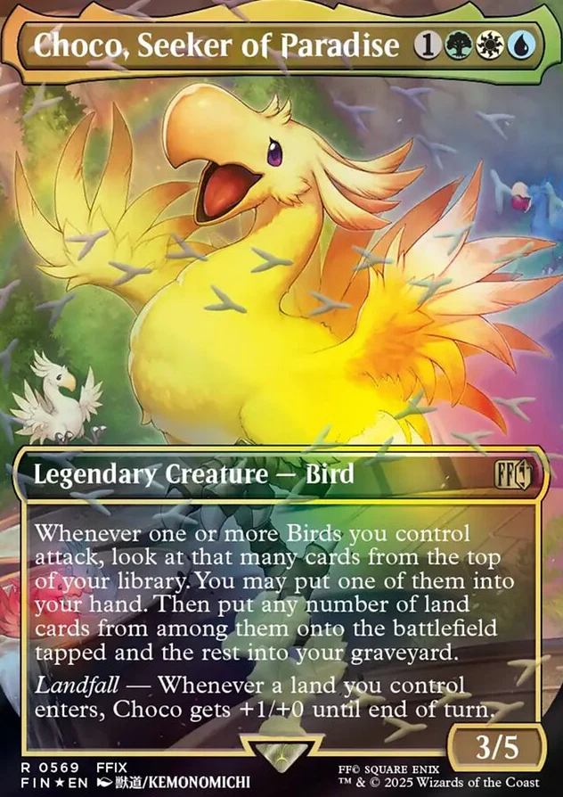 Choco, Seeker of Paradise [ #0569 Borderless Chocobo Track Foil ] (FIN-R) Foil Near Mint - Image 2