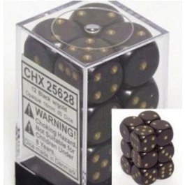 CHX25628: Opaque - 16mm D6 Black w/gold (12)