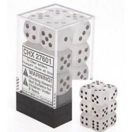 CHX27601: d6Cube16mm Frosted Clear/Black (12)