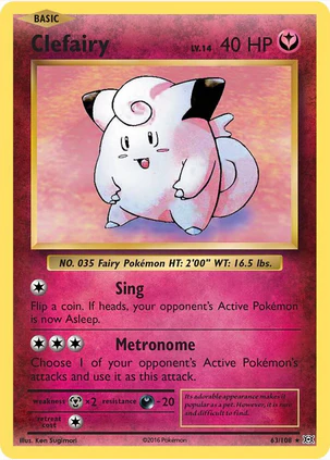 Clefairy - 63/108 (EVO) Holo Rare - Near Mint Reverse Holofoil