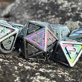 Cleric's Domain Silver Iridescent Metal Dice Set