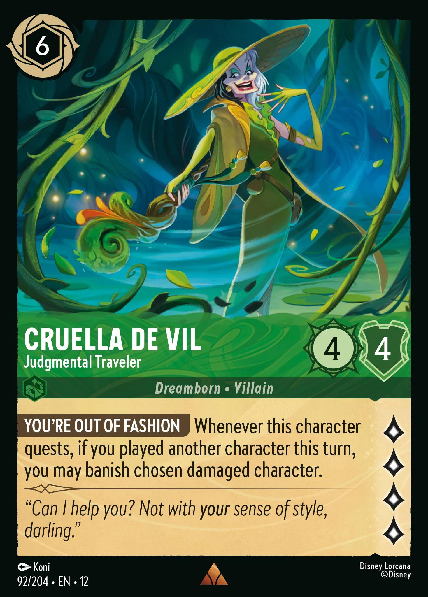 Cruella De Vil - Judgmental Traveler (Wilds Unknown 092/204) Rare