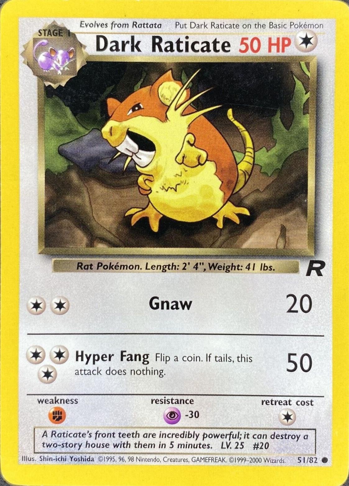 Dark Raticate (51/82) Common Unlimited - Near Mint