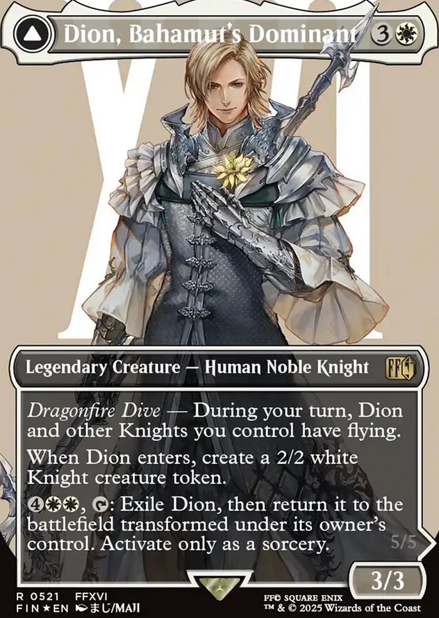 Dion, Bahamut's Dominant // Bahamut, Warden of Light [ #0521 Surge Foil Borderless Alternate Art ] (FIN-R)