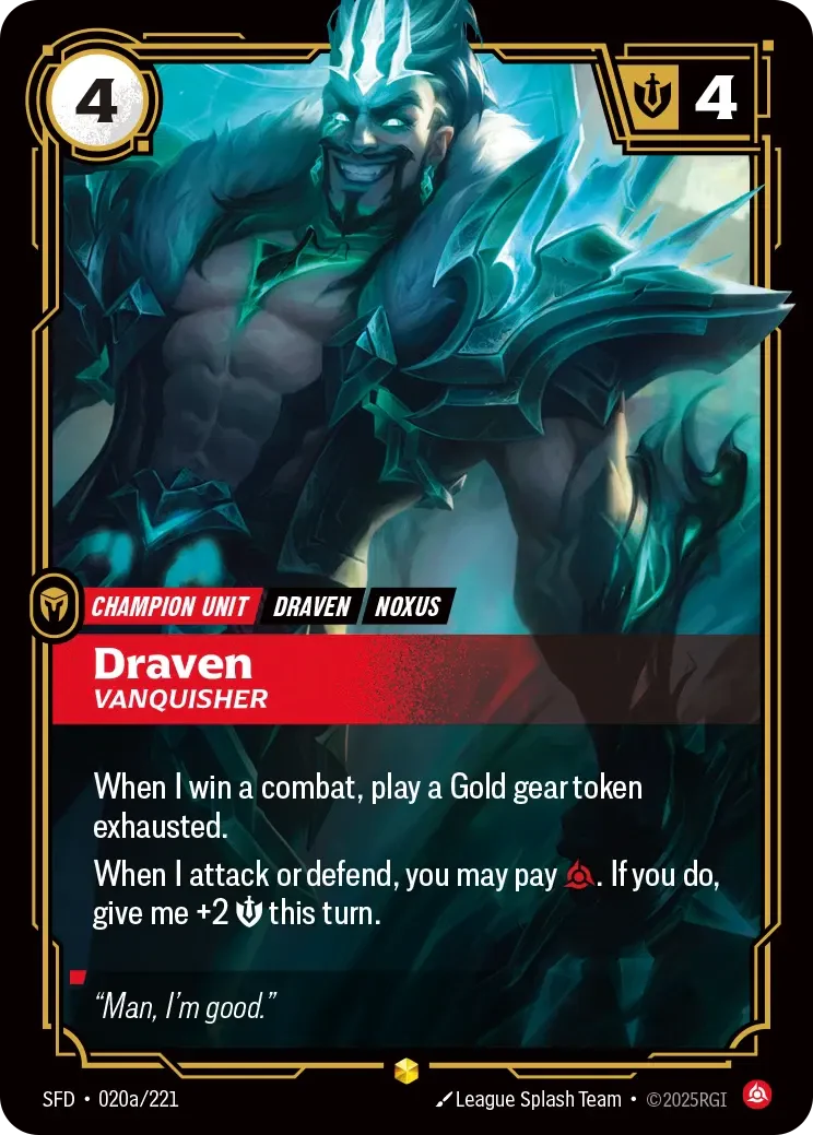 Draven - Vanquisher (Alternate Art) - 020a/221 (SFD) Showcase