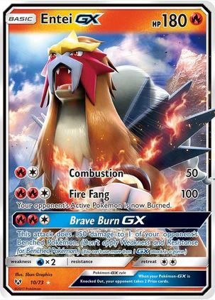 Entei GX (10/73) - Ultra Rare Damaged