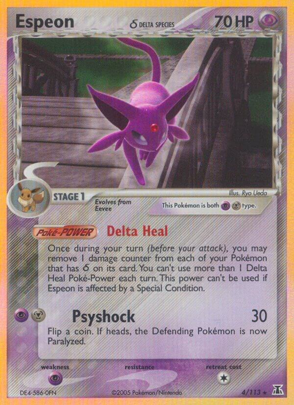 Espeon (Delta Species) - 4/113 (DS) Holo Rare - Light Play Holofoil