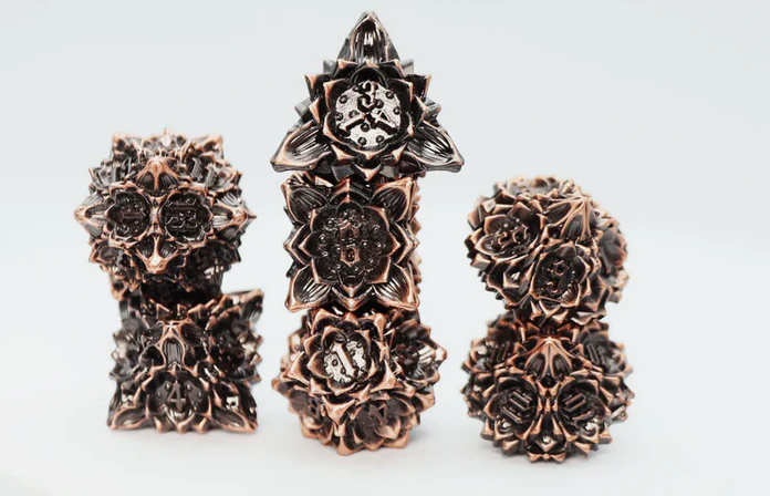 Floral Starburst: Ancient Bouquet - Metal RPG Dice Set