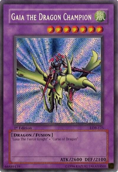 Gaia the Dragon Champion (LOB-125) Secret Rare Light Play Unlimited