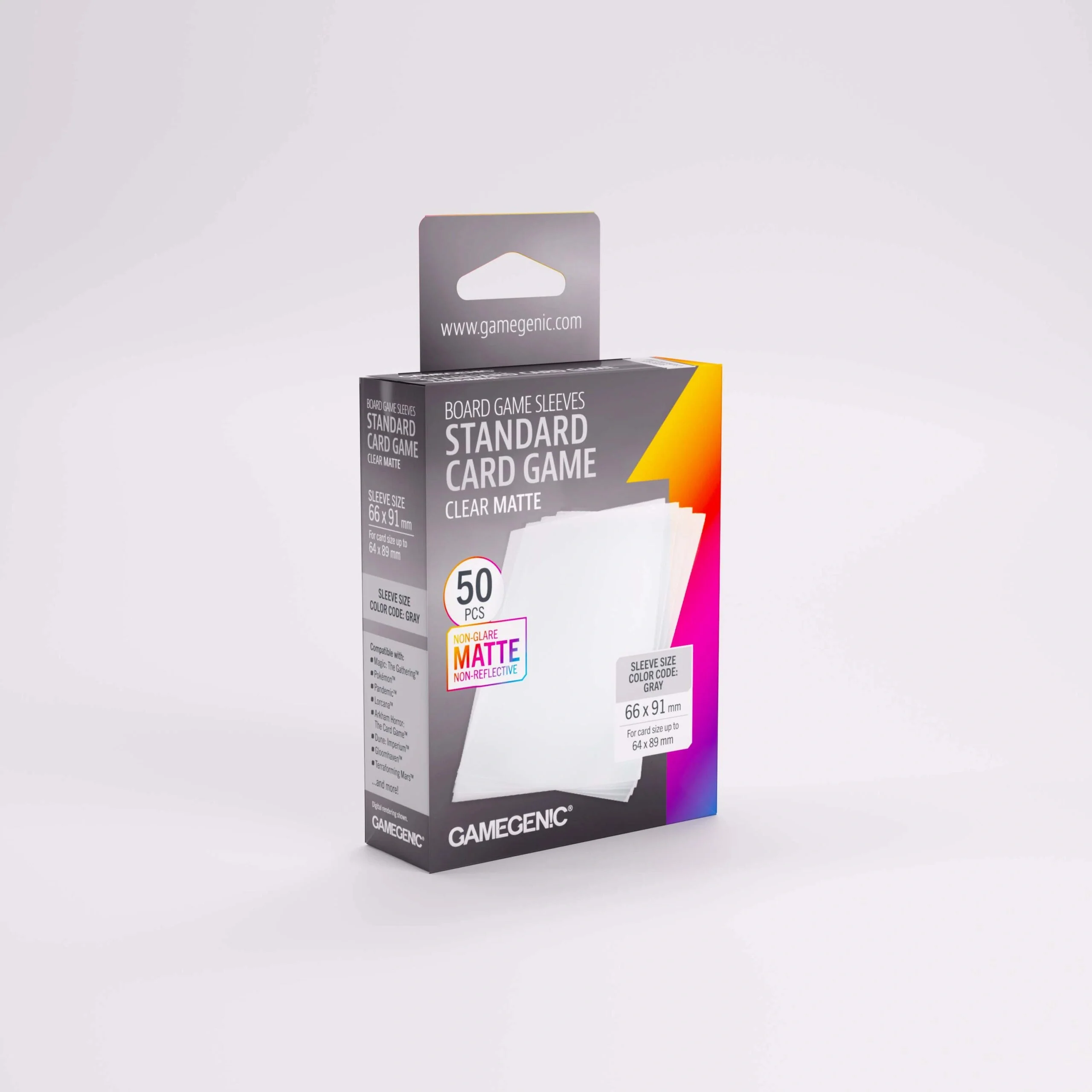 GameGenic: Board Game Sleeves - Matte Clear: Standard Card Game (Gray 50ct)
