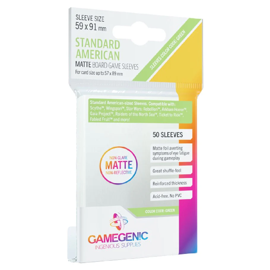 GameGenic: Matte Board Game Sleeves - Standard American (Green 50ct) (OOP)