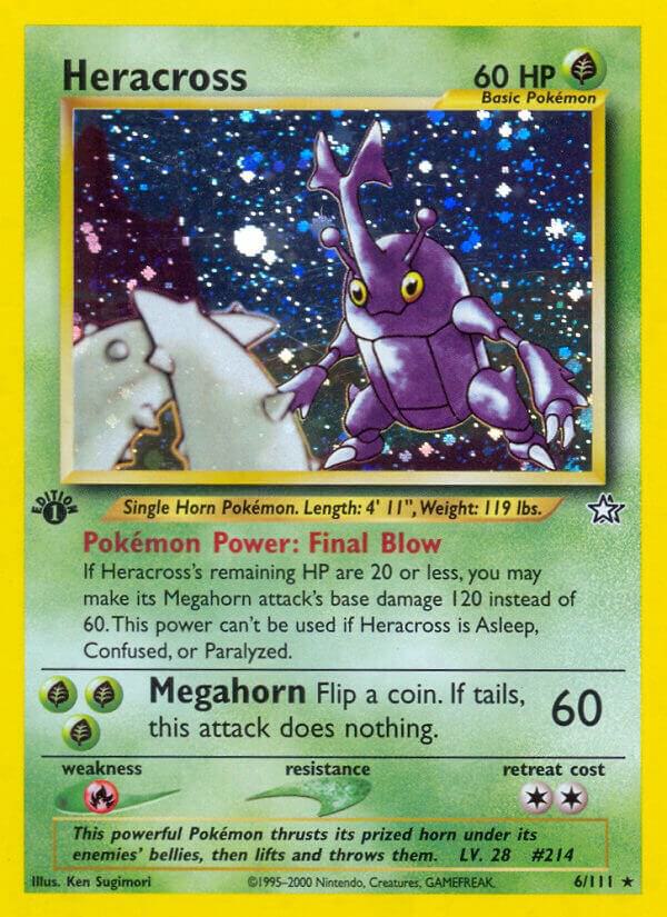 Heracross - 6/111 (N1) Holo Rare - Heavy Play Holofoil - 1st Edition