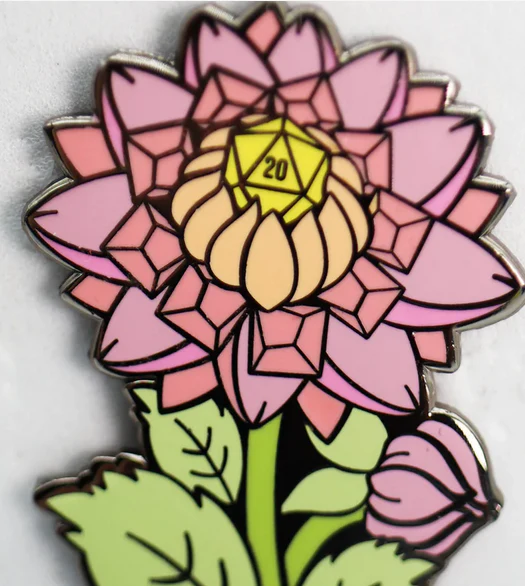 Hollow Hearts Enamel Pin: Dice Dahlia