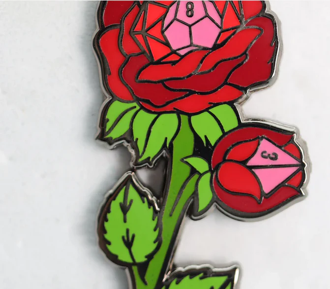 Hollow Hearts Enamel Pin: Dice Rose