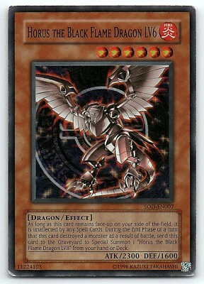 Horus the Black Flame Dragon LV6 (SOD-EN007) Ultimate Rare Damaged
