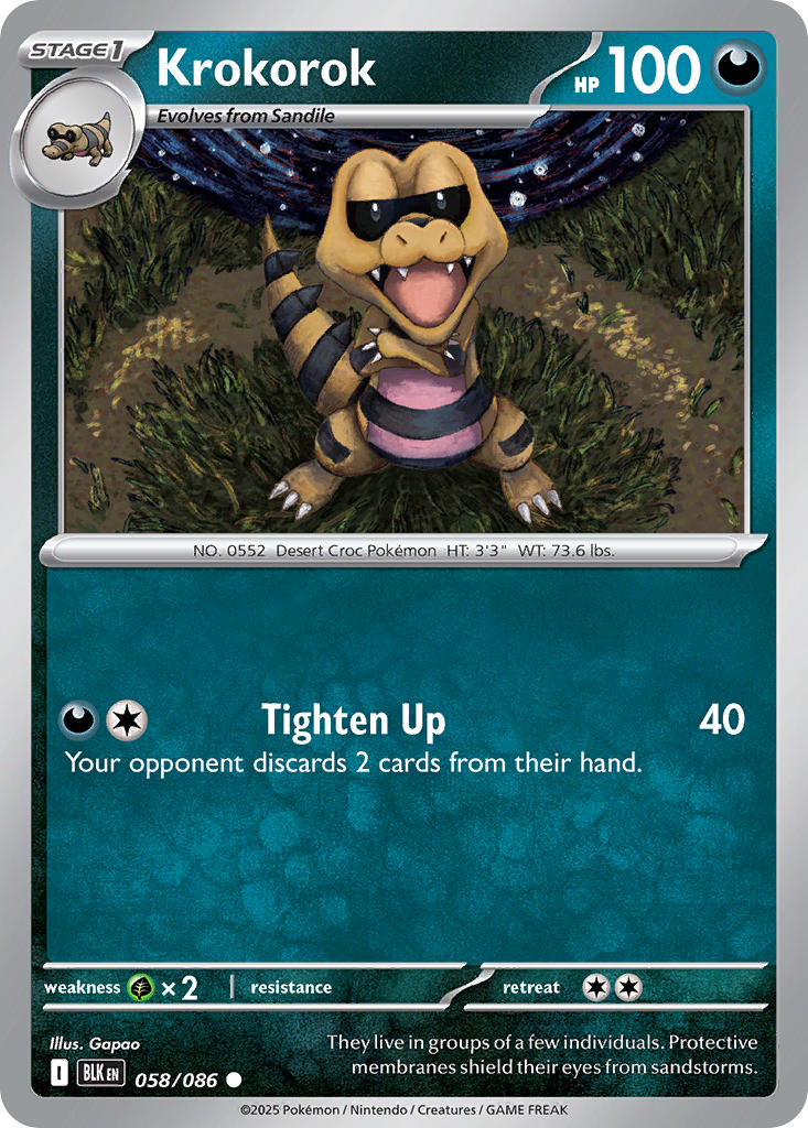 Krokorok (Master Ball Pattern) - 058/086 (BLK) Common