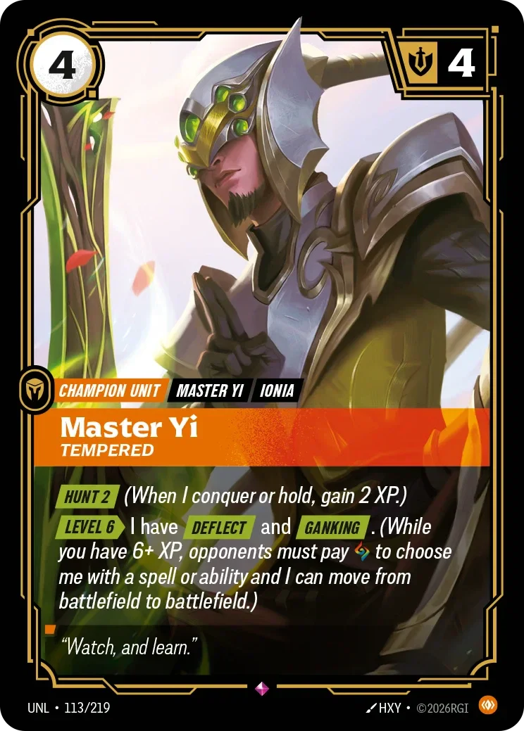 Master Yi - Tempered - 113/219 (UNL)  Rare