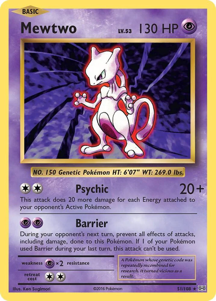 Mewtwo (51/108) (EVO) Holo Rare - Light Play Reverse Holofoil