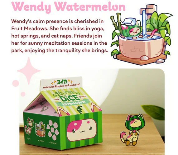 Milk Carton Kawaii Cat Dice: Fruit Meadows - - Image 7