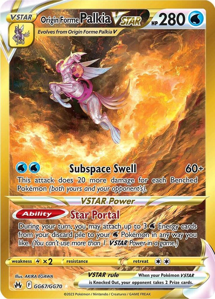 Origin Forme Palkia VSTAR - GG67/GG70 (CRZ:GG) Secret Rare -  Moderate Play Holofoil