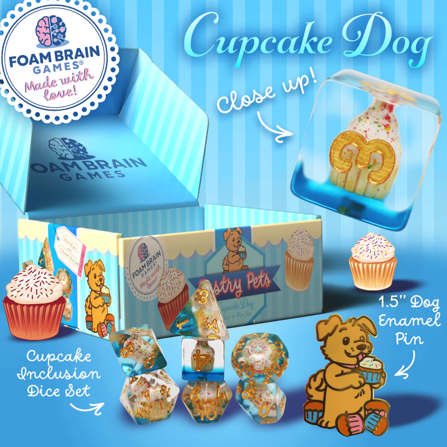 Pastry Pets: Cupcake Dog - Pin & RPG Dice Set