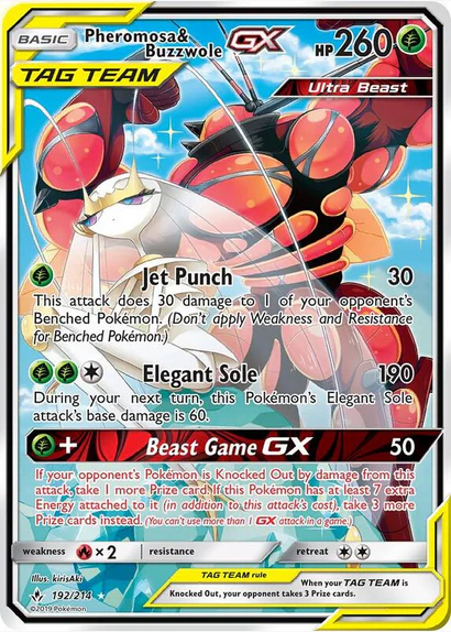 Pheromosa & Buzzwole GX (192/214) - Ultra Rare Moderate Play