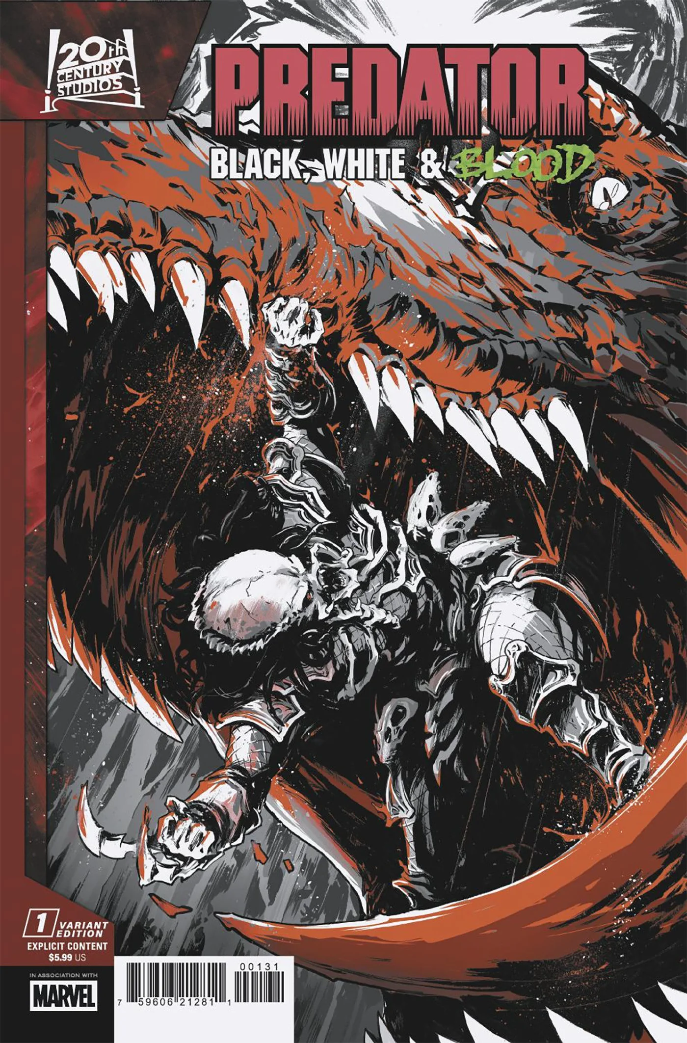 PREDATOR: BLACK, WHITE & BLOOD #1 PAOLO VILLANELLI VARIANT