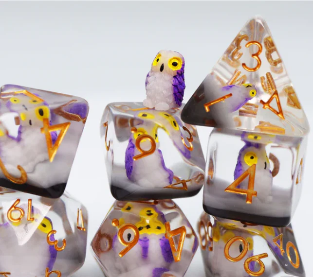 Purple Owl RPG Dice Set