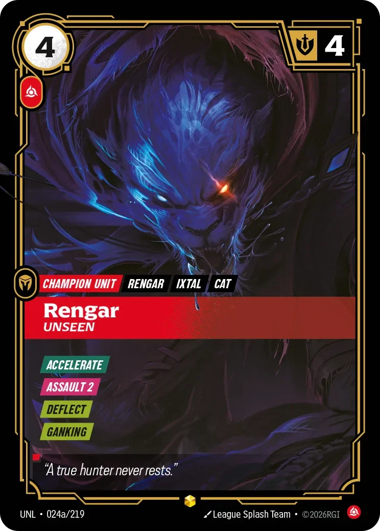 Rengar - Unseen (Alternate Art) - 024a/219 (UNL)  Showcase