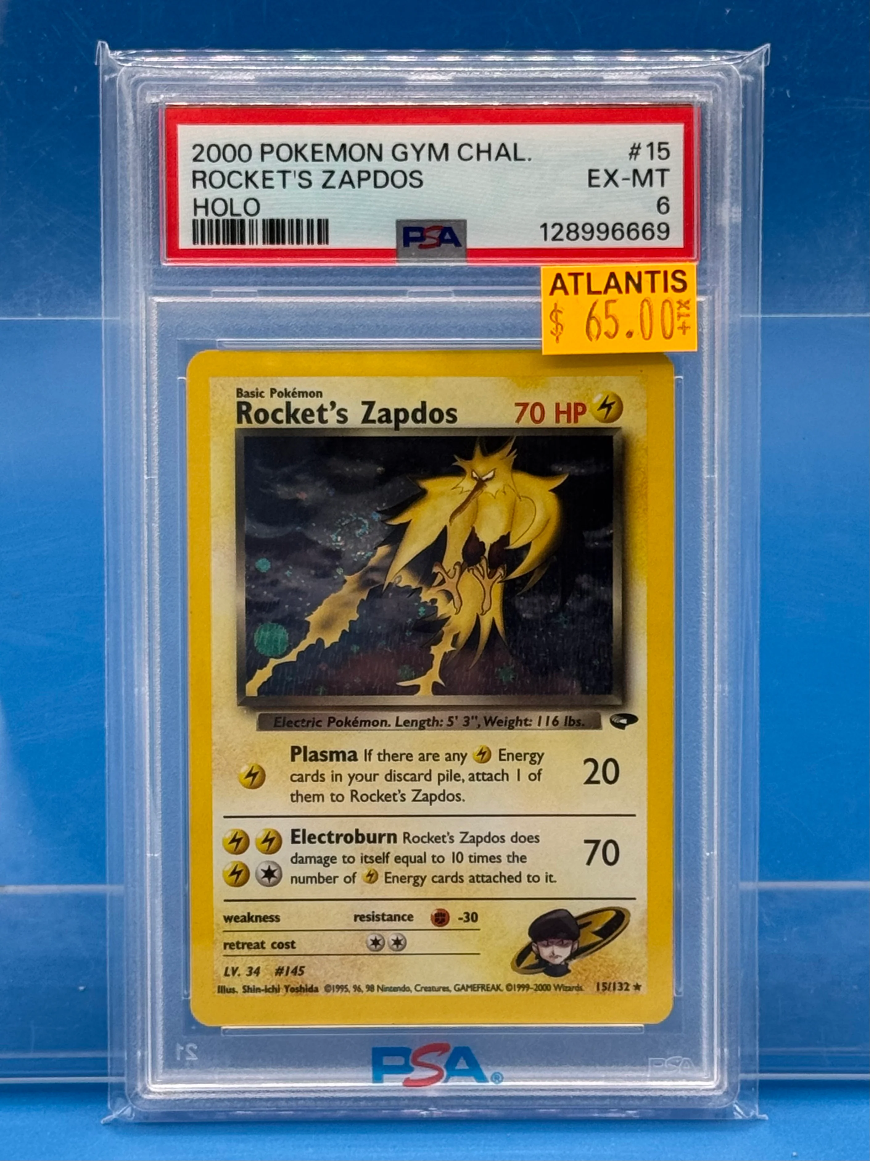 Rocket's Zapdos - 015/132 (G2) Holo Rare - Unlimited Edition Holofoil (Graded - PSA 6)