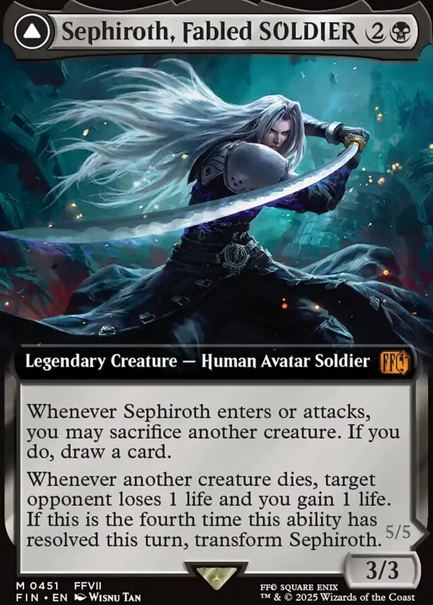 Sephiroth, Fabled SOLDIER // Sephiroth, One-Winged Angel [ #0451 Extended Art ] (FIN-M) - Image 2