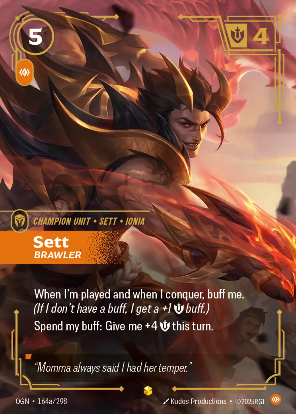 Sett - Brawler (Alternate Art) - 164a/298 (OGN) Showcase