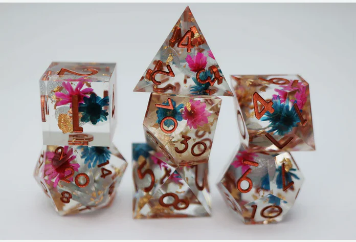 Sharp Edge Resin RPG Dice Set - Incalescent Garden