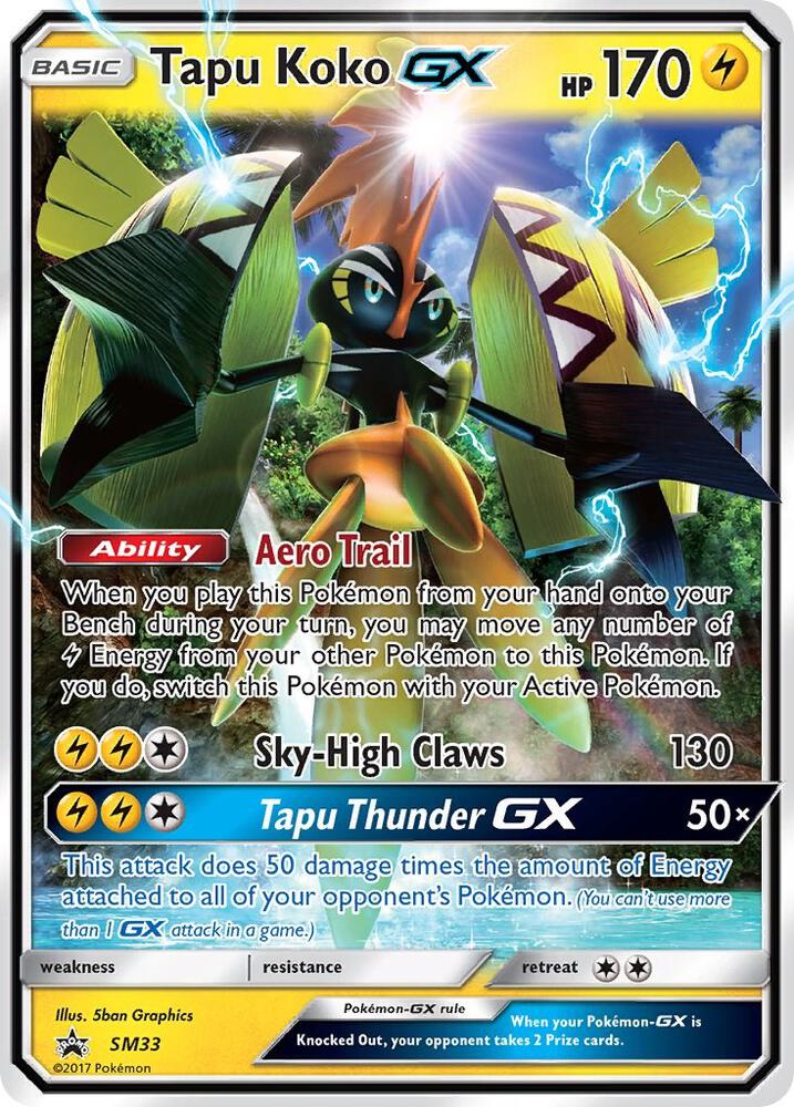 Tapu Koko GX - SM33 (SM:PR) Promo - Heavy Play Holofoil