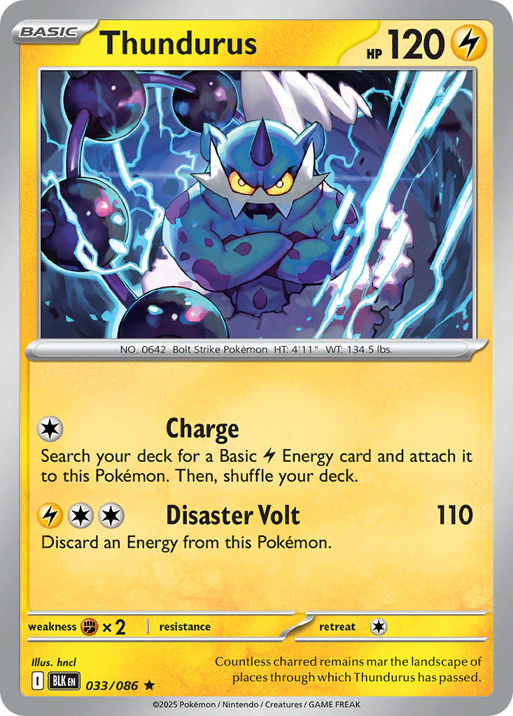Thundurus (Master Ball Pattern) - 033/086 (BLK) Rare