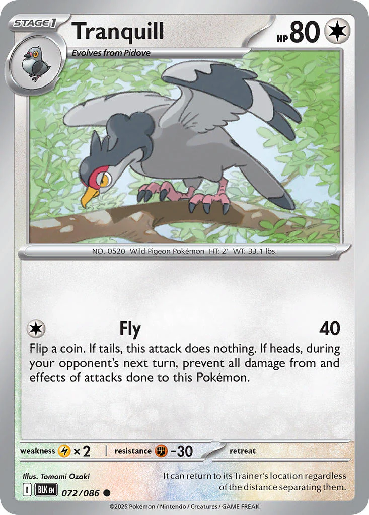 Tranquill (Poke Ball Pattern) - 072/086 (BLK) Common