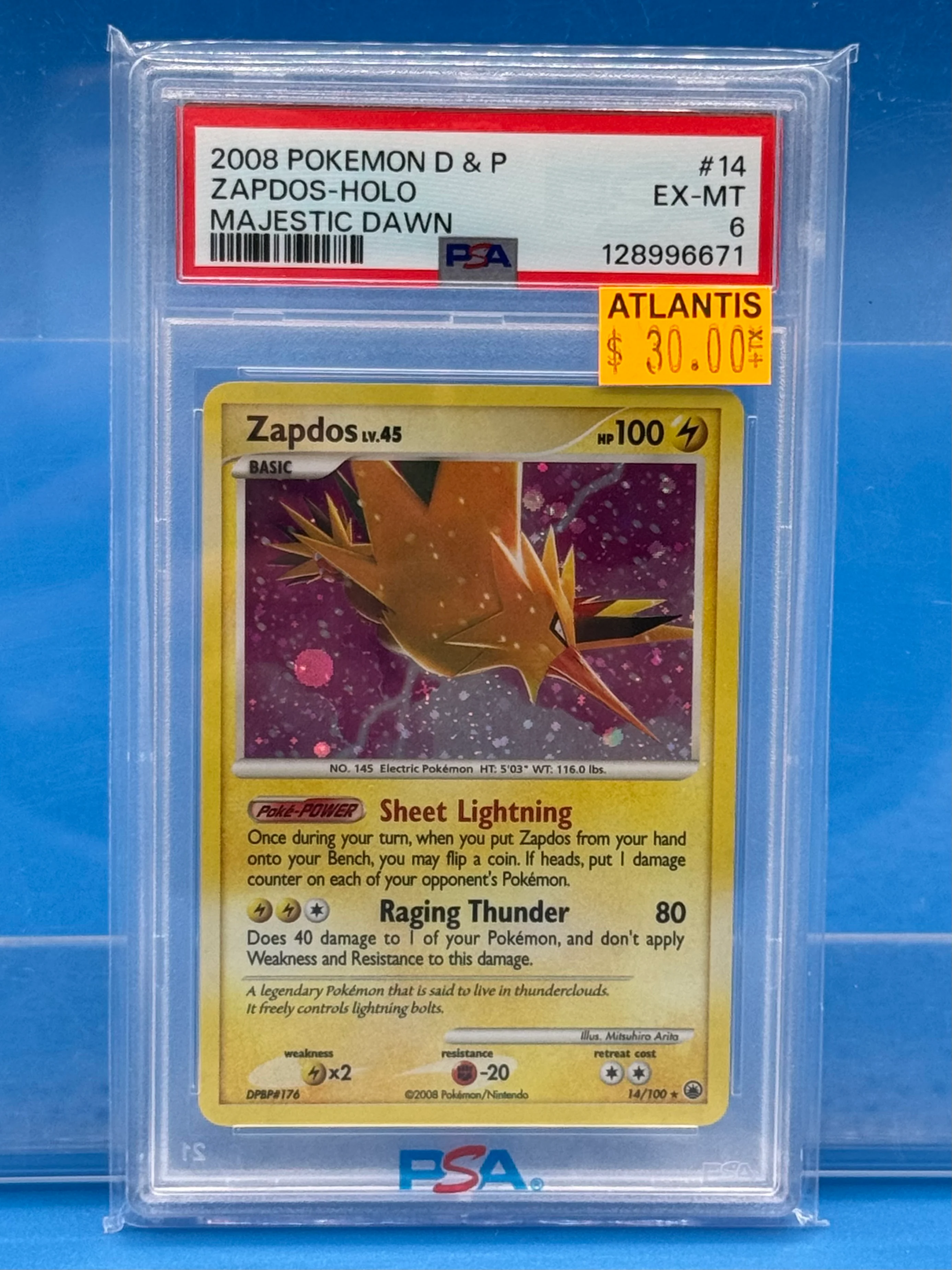 Zapdos -014/100 (MD) Holo Rare - Near Mint (Graded - PSA 6)
